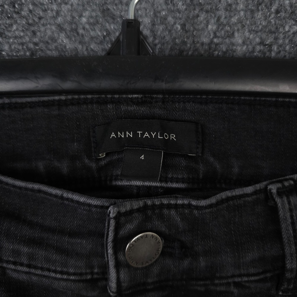 Ann Taylor Jeans Womens 4 Black The Skinny Crop Stretch Denim Raw Hem Casual - Picture 3 of 12